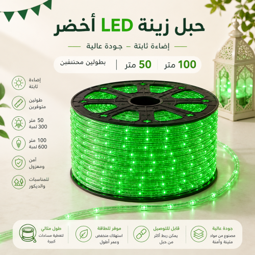 عقد إضاءة لليوم الوطني LED 50 متر أو 100 متر للمناسبات والاحتفالات