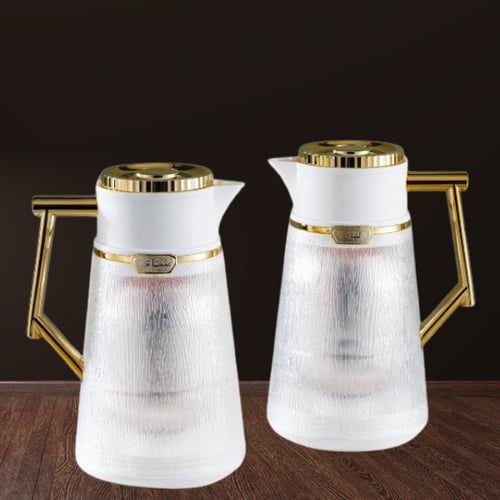 طقم ترمس شفاف أبيض نحاسي للشاي والقهوة من بيتروس02...