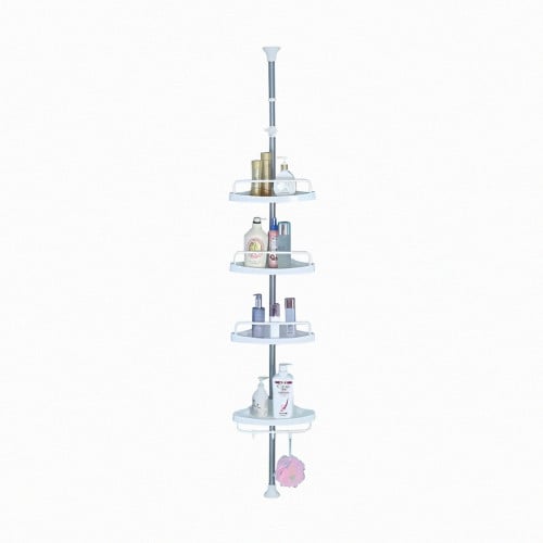 رف زاوية للحمام بأربعة طبقات وحامل للمنشفة