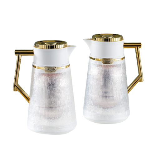 طقم ترمس شفاف أبيض نحاسي للشاي والقهوة من بيتروس02...