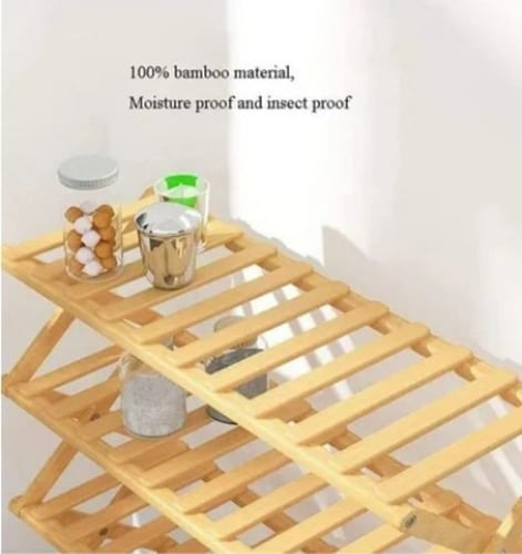 رفوف أحذية 5 أدوار من الخيزران الطبيعي