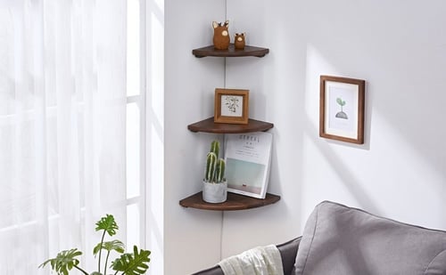 رف زاوية خشبي