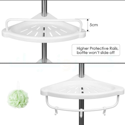 رف زاوية للحمام بأربعة طبقات وحامل للمنشفة