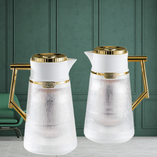 طقم ترمس شفاف أبيض نحاسي للشاي والقهوة من بيتروس02...