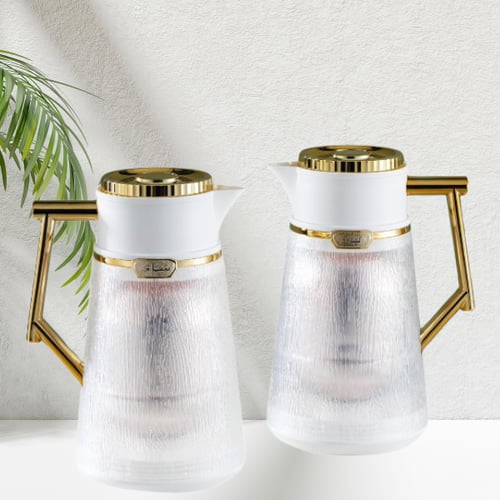 طقم ترمس شفاف أبيض نحاسي للشاي والقهوة من بيتروس02...