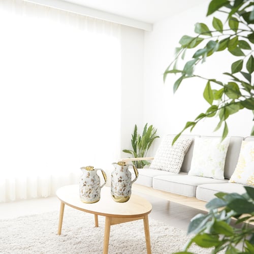 طقم ترمس رخامي قاعدة ذهبي للشاي والقهوة من بيتروس0...