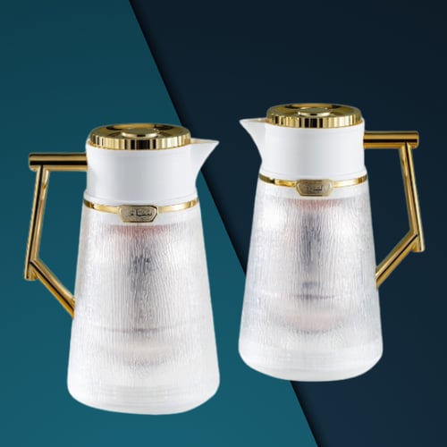 طقم ترمس شفاف أبيض نحاسي للشاي والقهوة من بيتروس02...