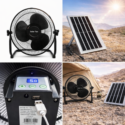 Wireless solar energy fan 12 inch