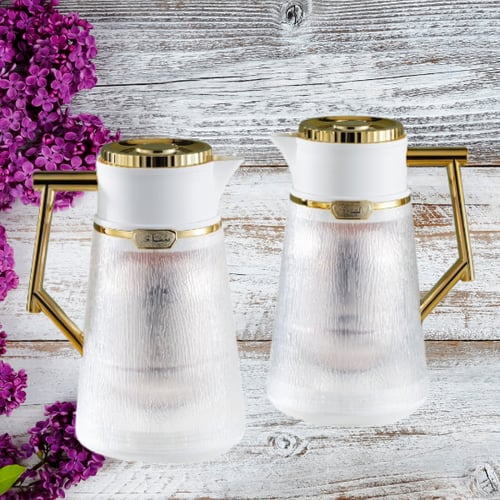 طقم ترمس شفاف أبيض نحاسي للشاي والقهوة من بيتروس02...