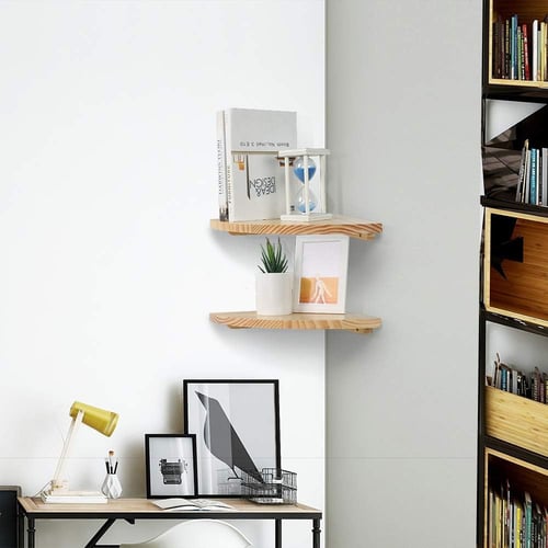 رف زاوية جداري خشبي من البلوط- تصميم أنيق للمساحات...