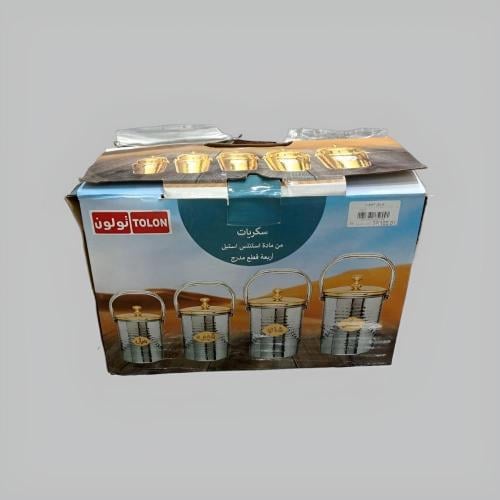 طقم سكريات استيل حب الرمان لونين ط 4 ح
