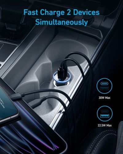 محول شاحن سيارة USB C، شاحن USB انكر 52.5 واط، شاح...