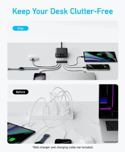 منصة شحن بقوة 112 واط ثلاث منافذ يو اس بي وثلاث من...