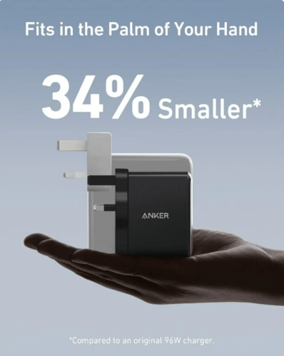 شاحن جداري انكر بقوة 100 واط بمنفذين تايب سي بتقني...