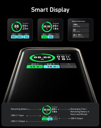 بطارية متنقلة انكر 735 بسعة 20000 ملي امبير بقوة 2...