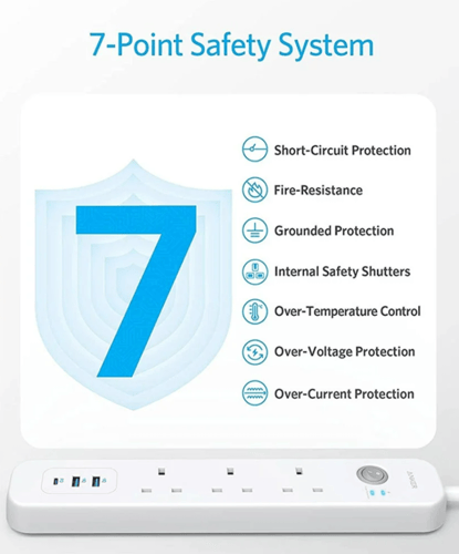 توصيلة انكر 3 منافذ طاقة ومنفذين USB ومنفذ PD بقوة...