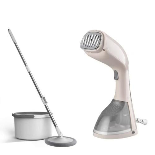 كاوية بخار يدوية بقوة 1400 واط + ممسحة الارضيات ال...