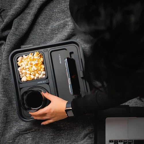 كاوتش كونسول منظم للمشروبات والاكل مع حامل اكواب م...