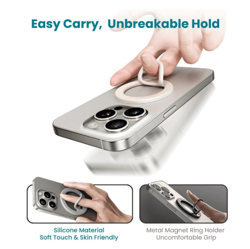 مسكة جوال مغناطيسي بحلقة اصبع من السيليكون، متوافق...