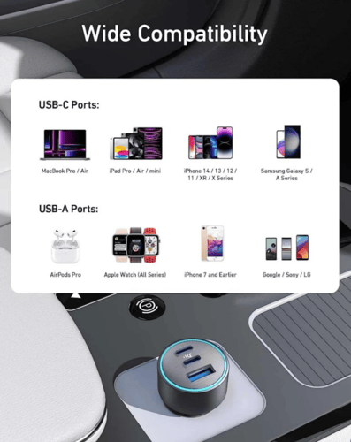 شاحن سيارة انكر 335 بقوة 67 واط - اسود