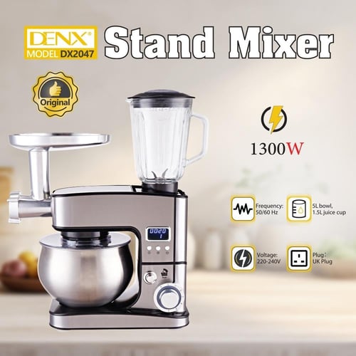 عجانة كهربائية ومحضر طعام وفرامة لحم 3 في 1 بسعة 5...