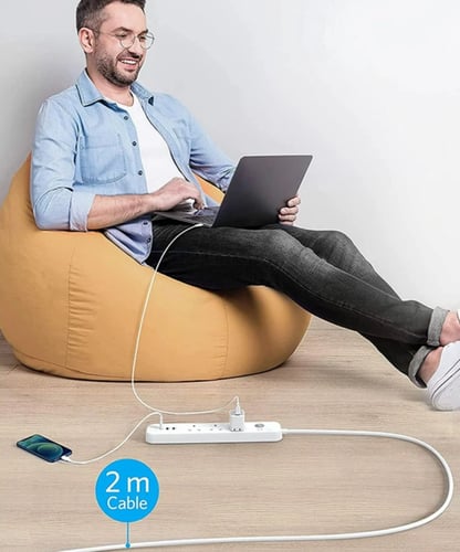 توصيلة انكر 3 منافذ طاقة ومنفذين USB ومنفذ PD بقوة...