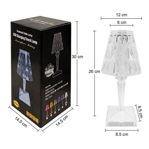 ابجورة كرستالية باضاءة ليد تعمل باللمس ومزودة بريم...