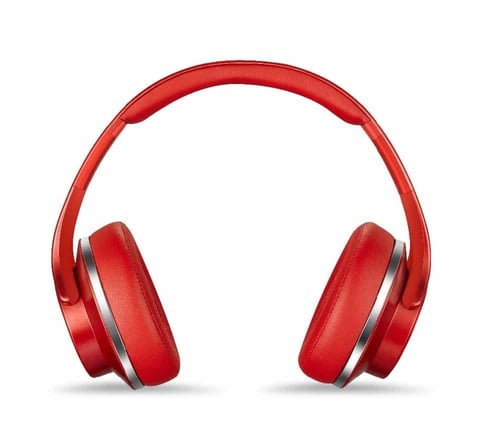 سماعة راس لاسلكية مع سبيكر 2 في 1 من باستك لون أحم...