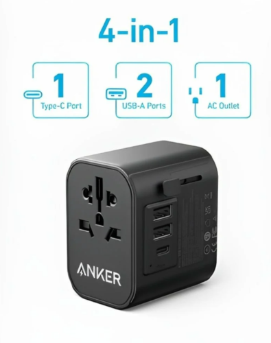 فيش سفر متعدد المداخل انكر بقوة 30 واط - اسود