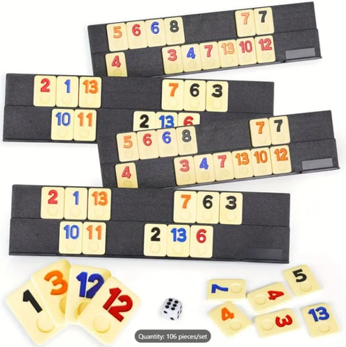 لعبة Rummikub لعبة لوحية عائلية جماعية حجم كبير