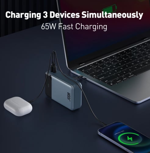 بطارية متنقلة باوربانك بشاشة رقمية وكيبل مدمج ومنف...