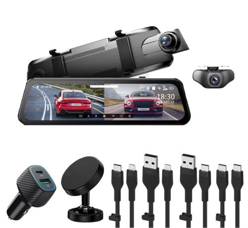 بوكس السيارة داش كام مرايا بكاميرا امامية وخلفية ب...