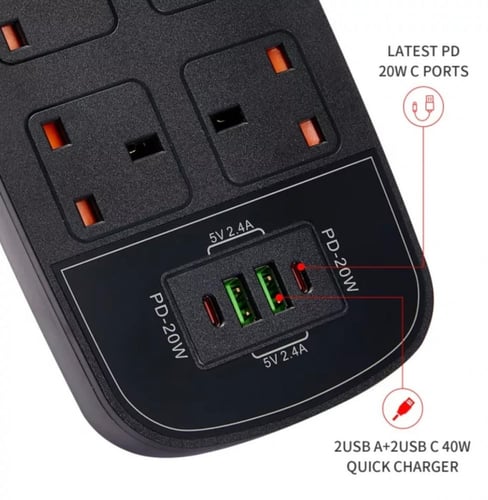 توصيلة كهرباء ذكية بمؤقت تشغيل امان ومنفذين PD طول...