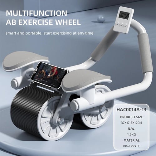 عجلة تمارين البطن مع ارتداد تلقائي ودعم للكوع مزود...