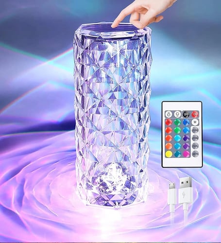ابجورة اضاءة طاولة كرستالية LED 360ْ تعمل بالشحن م...