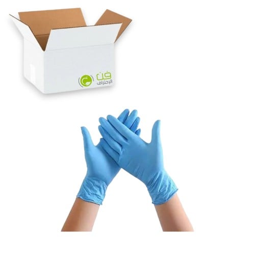 كرتون قفازات فينيل ازرق لارج (10) علب