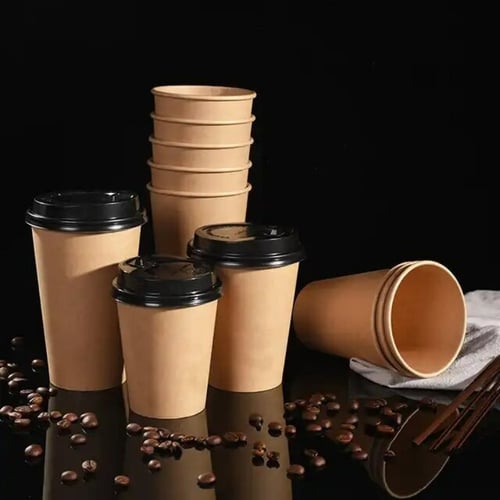 اكواب ورق 4 اونص كرافت مع الاغطية (50) كوب