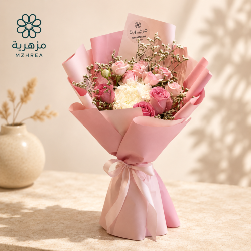 باقة ورد وردي فاخرة