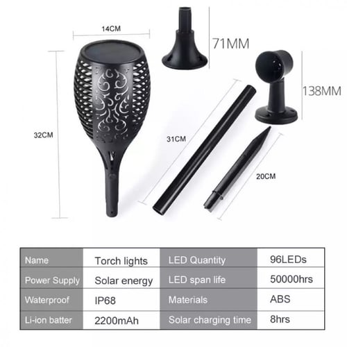 مصباح شعلة خارجي 96 LEDs مقاوم للماء بإضاءة وميض ا...