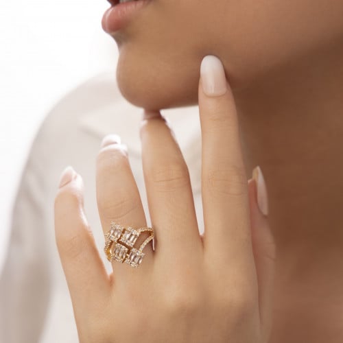 خاتم إكسسوار مقاوم للصدا و مطلي بالذهب