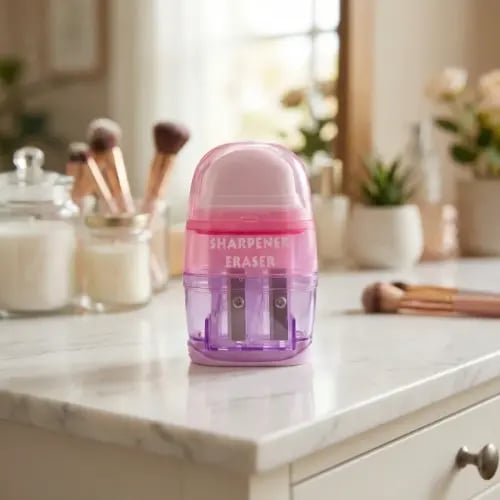 براية أقلام مزدوجة الفتحات شفافة مع ممحاة من السلس...