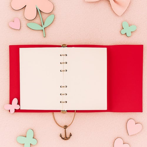 دفتر بغلاف ورباط من مجموعة ون بيس كلاسيك سادة بي 6...