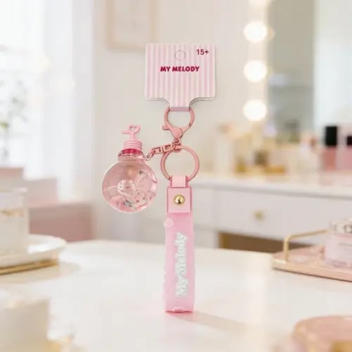 شخصيات سانريو سلسلة مفاتيح على شكل لمبة إضاءة سائل...