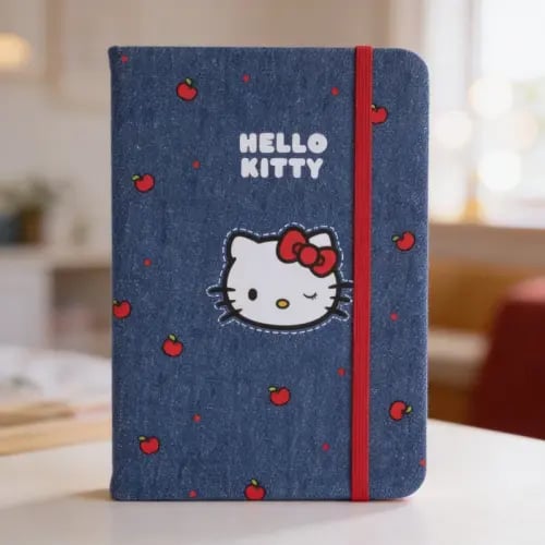 دفتر بحجم B6 بغلاف صلب مع شريط من مجموعة هيلو كيتي...