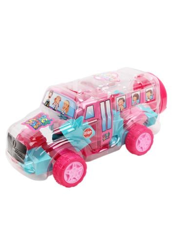 لعبة مكعبات حافلة مدرسية - وردية