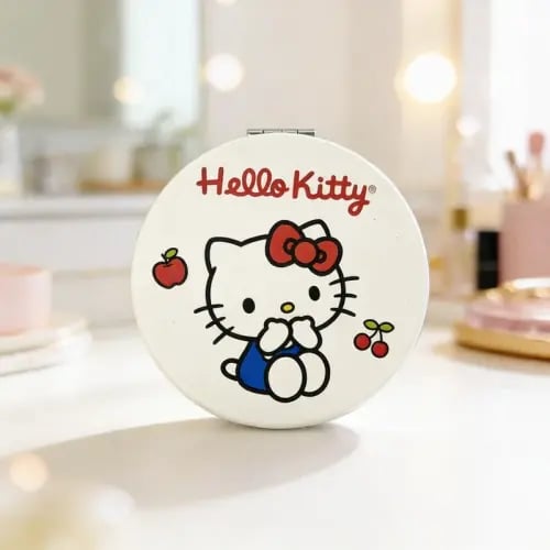 مرآة هالو كيتي مستديرة مدمجة قابلة للطي على الوجهي...
