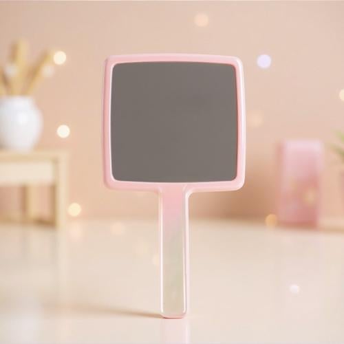 مرآة يد مربعة بنمط تموجات من سلسلة الوردي اللامع