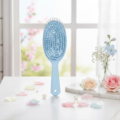 فرشاة شعر مرنة مع فتحات - ازرق