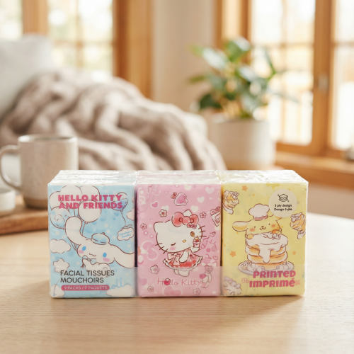 مناديل وجه غير معطرة مطبوعة من مجموعة هيلو كيتي وا...