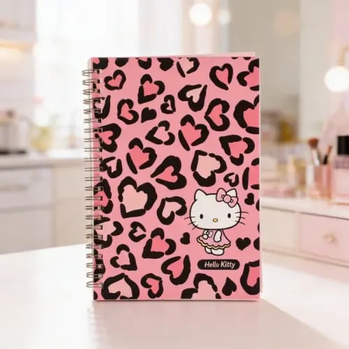 دفتر سلك بحجم A5 بنقشة الفهد من مجموعة هيلو كيتي -...
